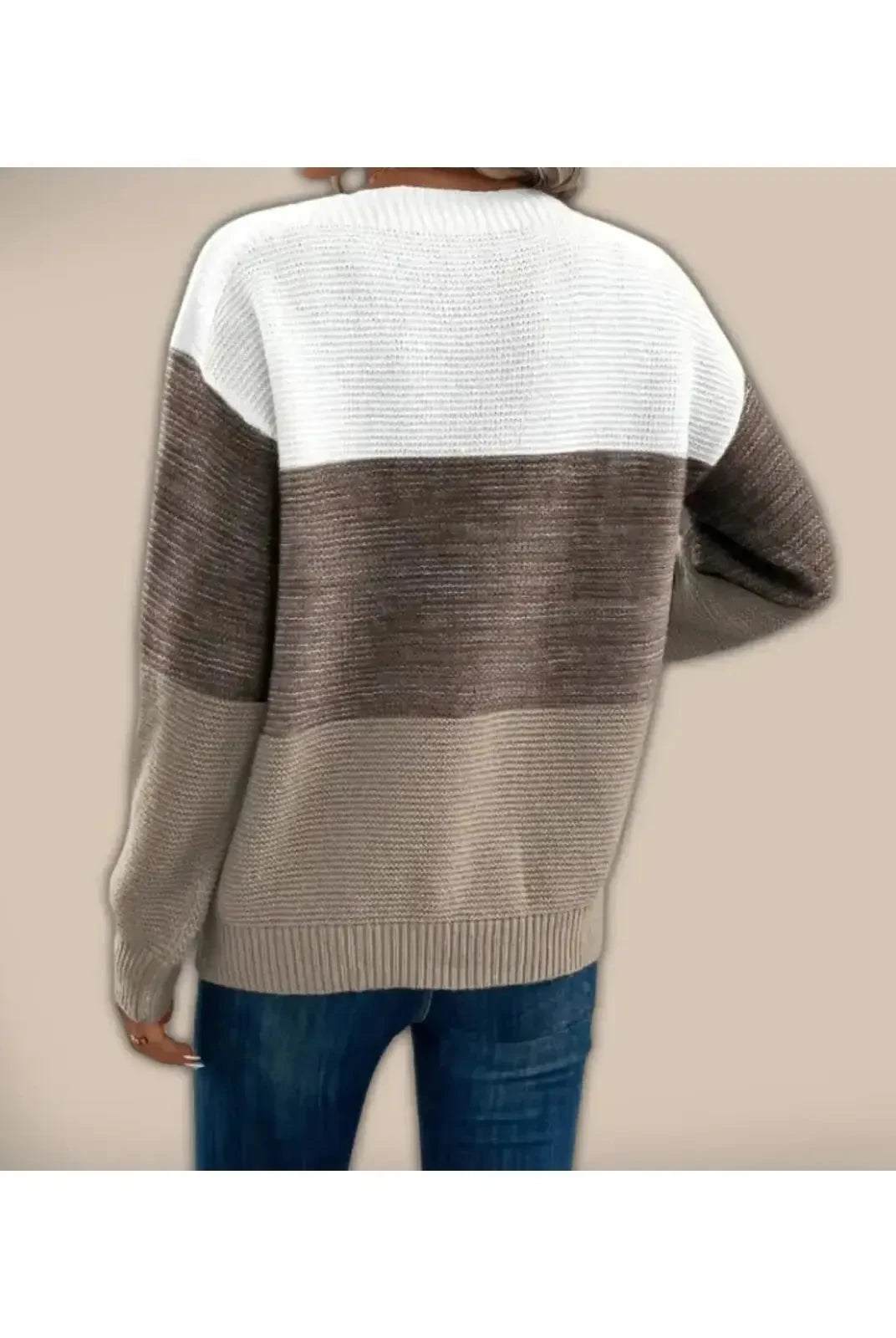 Beige Alice sweater by Lumina Wear featuring a cozy knit design, perfect for casual and stylish winter looks.