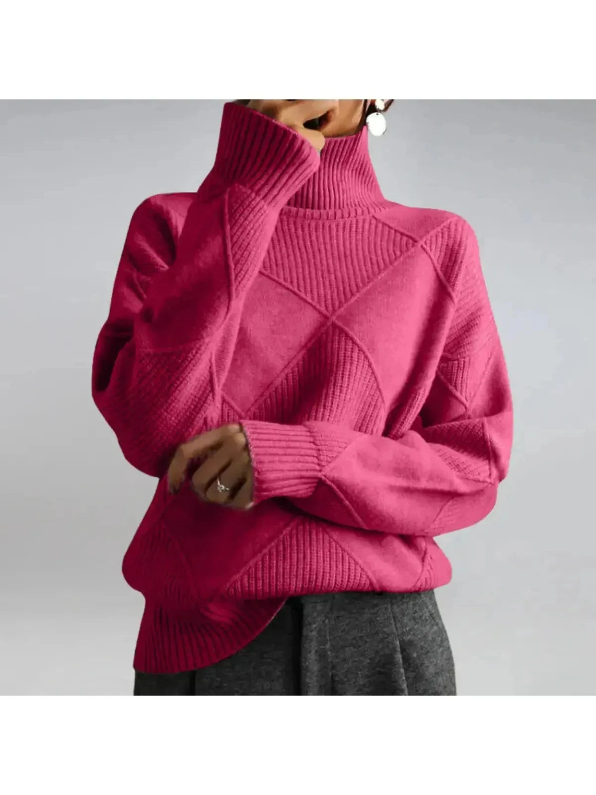 Lumina Vancouver Nora khaki turtleneck sweater, end sale, cozy knit, slim fit, stylish women's knitwear for cold weather.