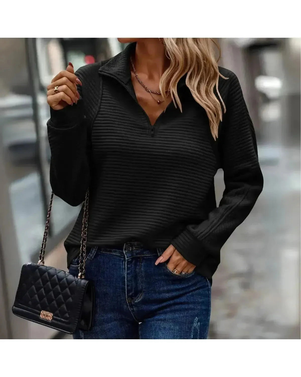 Pink Lumina Wear Dylisa Elegant Zip Sweater, stylish women's sweater with a full front zipper and soft knit fabric.