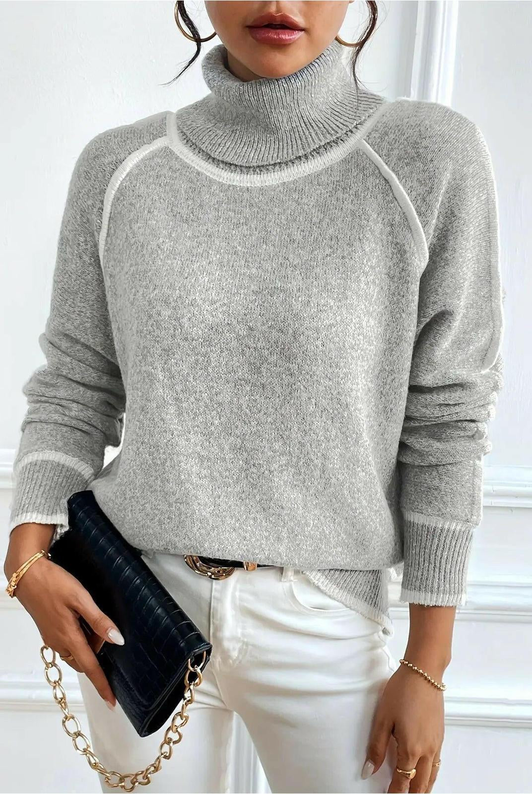 Lumina Wear Maura turtleneck sweater in cozy knit, featuring a fitted design and classic style, perfect for cold weather.