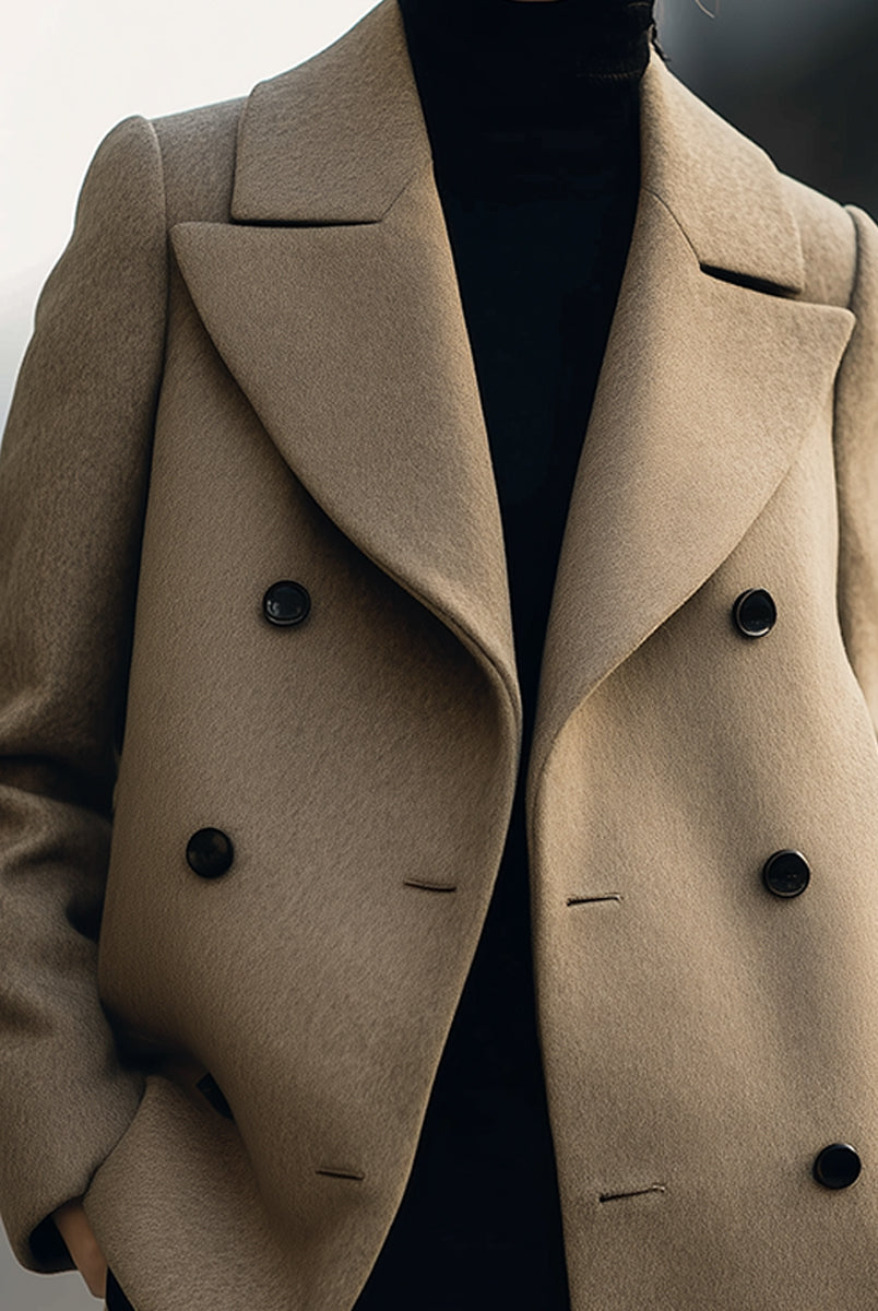 Elena | Short Double-Breasted Camel Coat - Lumina Vancouver - Lumina Vancouver