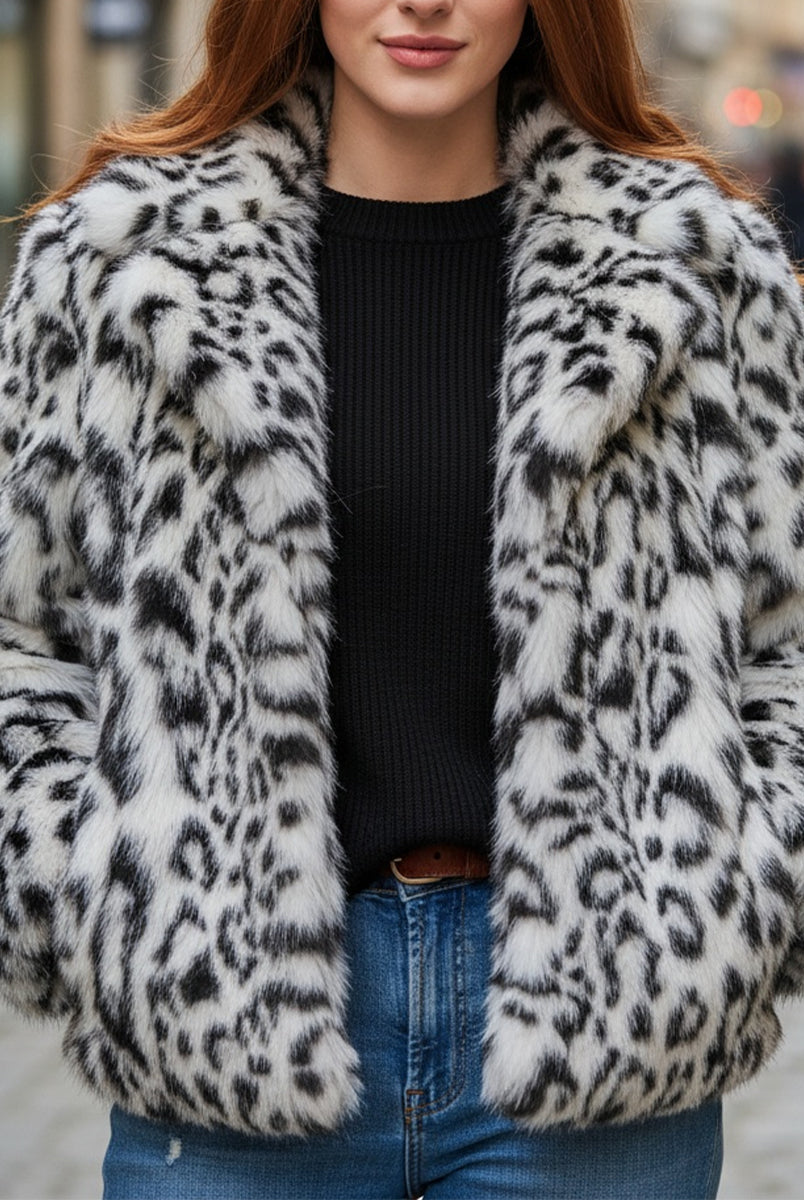 Lumina Vancouver Doris faux fur jacket in white, XS, shown on model with plush, soft texture and stylish design.