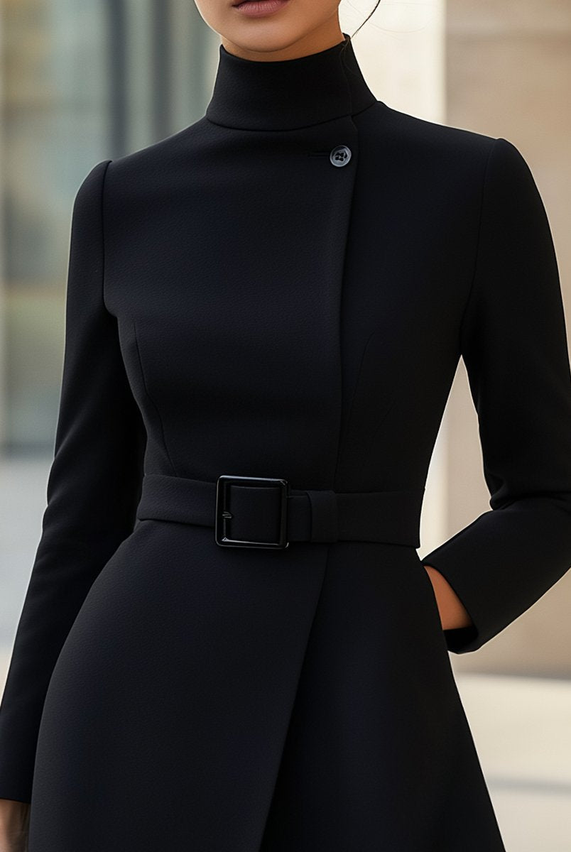 Nina | Asymmetric Belted A-Line Dress - Lumina Vancouver - Lumina Vancouver