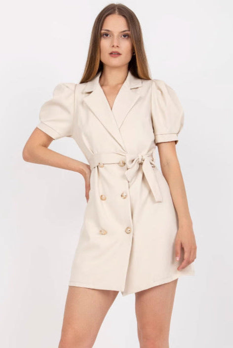 Apricot Aria Valentina Hale blazer mini dress by Lumina Vancouver, featuring fitted silhouette and stylish lapel details.
