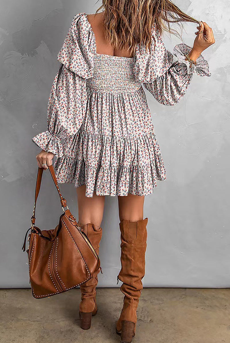 Avalyn off-shoulder mini dress by Lumina Wear in apricot color, featuring a stylish, fitted silhouette and elegant design.