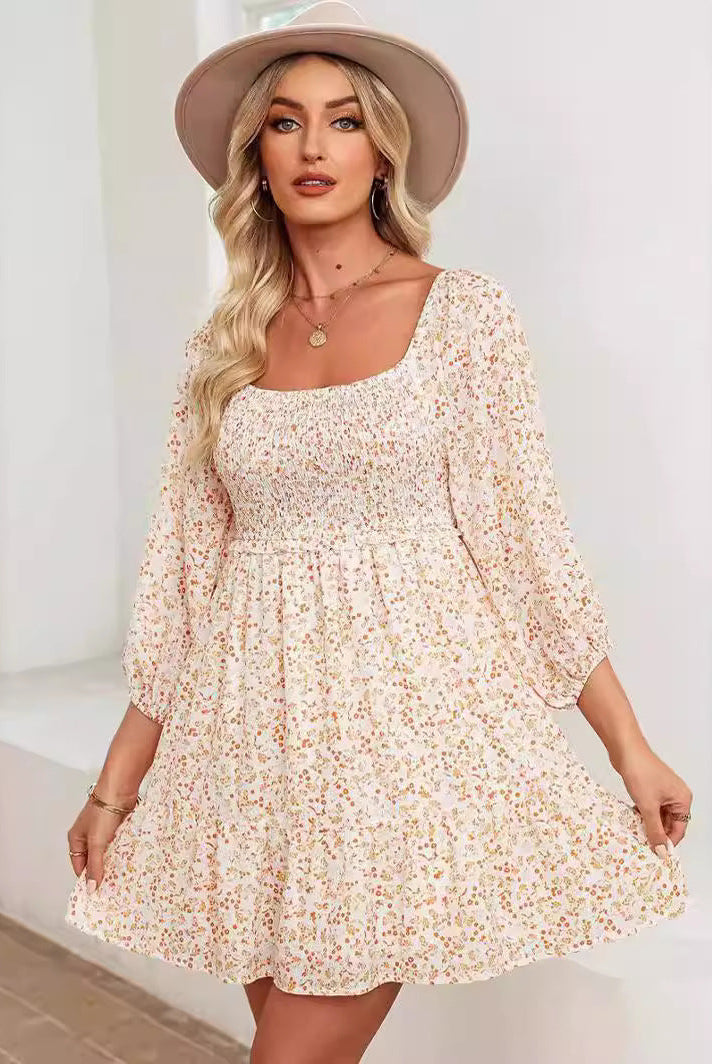 Apricot Elara Whisper Breeze A-Line Mini Dress by Lumina Vancouver, lightweight fabric, stylish and casual for warm weather.