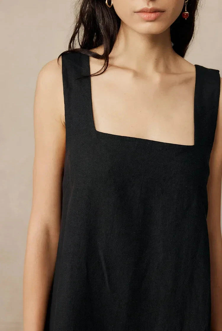 Black Celestina sleeveless mini dress by Lumina Wear, stylish and fitted, perfect for casual or semi-formal occasions.