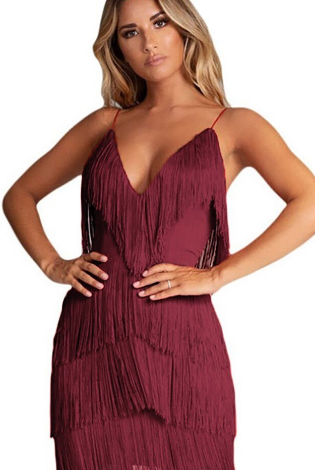 Black Kai mini dress by Lumina Vancouver featuring fringed detailing and a fitted silhouette.