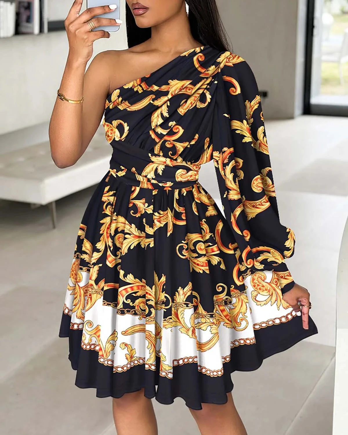 Black Valeria Celestine A-Line Mini Dress by Lumina Vancouver, showcasing a stylish and elegant design with a fitted silhouette.