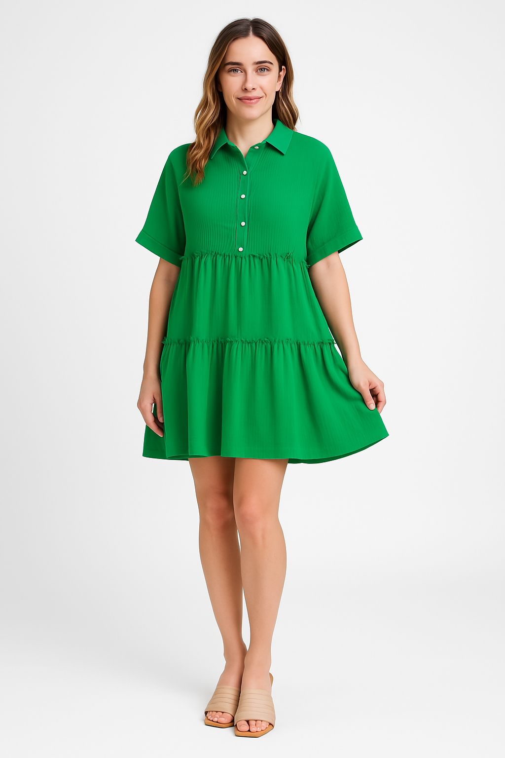 Blue Stina cotton linen blend mini dress by Lumina Vancouver, featuring a relaxed fit and casual style.