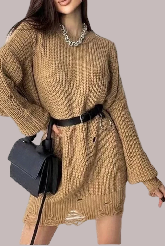 Lumina Wear Zephyrine mini dress in brown, featuring a stylish, fitted design perfect for casual or semi-formal occasions.