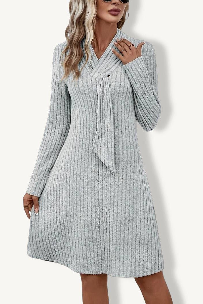 Grey Luna Valentina Nova knit mini dress by Lumina Vancouver, featuring a fitted silhouette and stylish design.