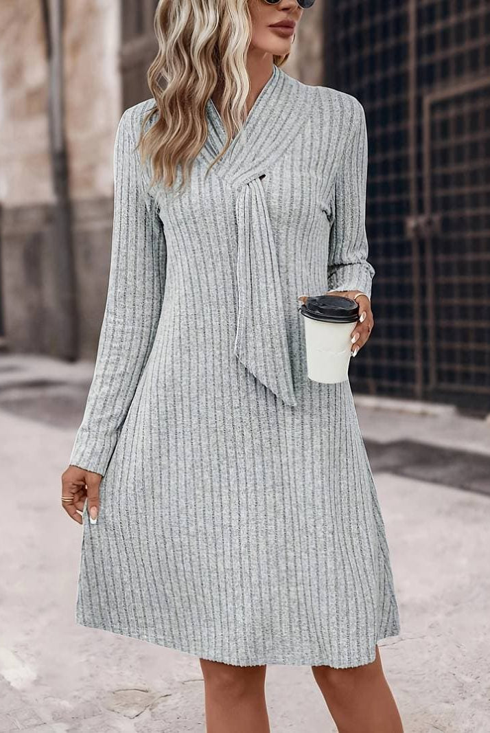 Grey Luna Valentina Nova knit mini dress by Lumina Vancouver, featuring a fitted silhouette and stylish design.
