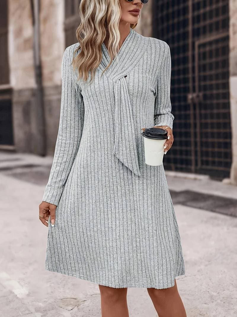 Grey Luna Valentina Nova knit mini dress by Lumina Vancouver, featuring a fitted silhouette and stylish design.