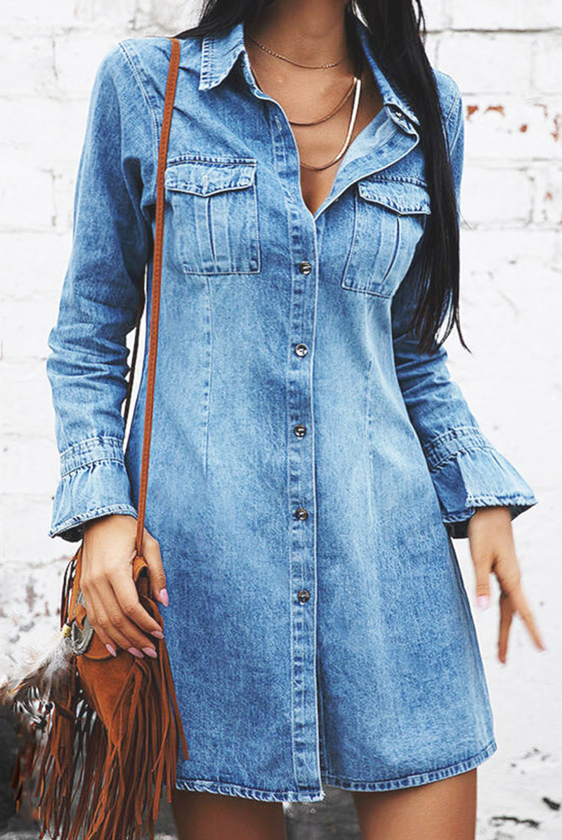 Azure Willow | Denim Shirt Dress - Lumina - Lumina Vancouver