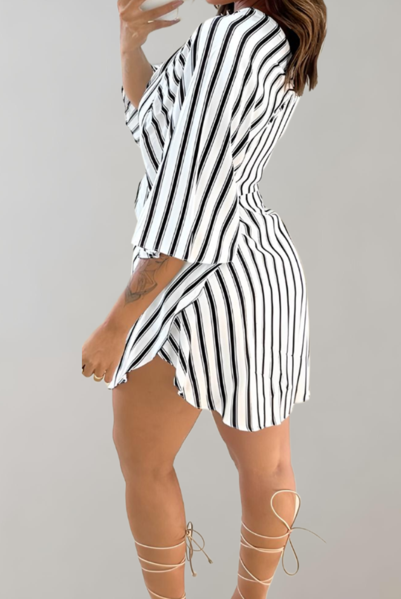 Orange Lumina Vancouver Aurora kaftan dress with V-neck, lightweight mini dress perfect for casual summer wear.