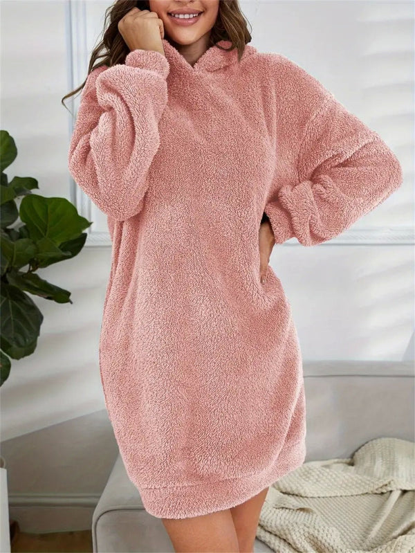 Women’s Hoodie Dress – Fleece Fabric – Oversized Fit – Long Sleeve Casual Style by Lumina Vancouver