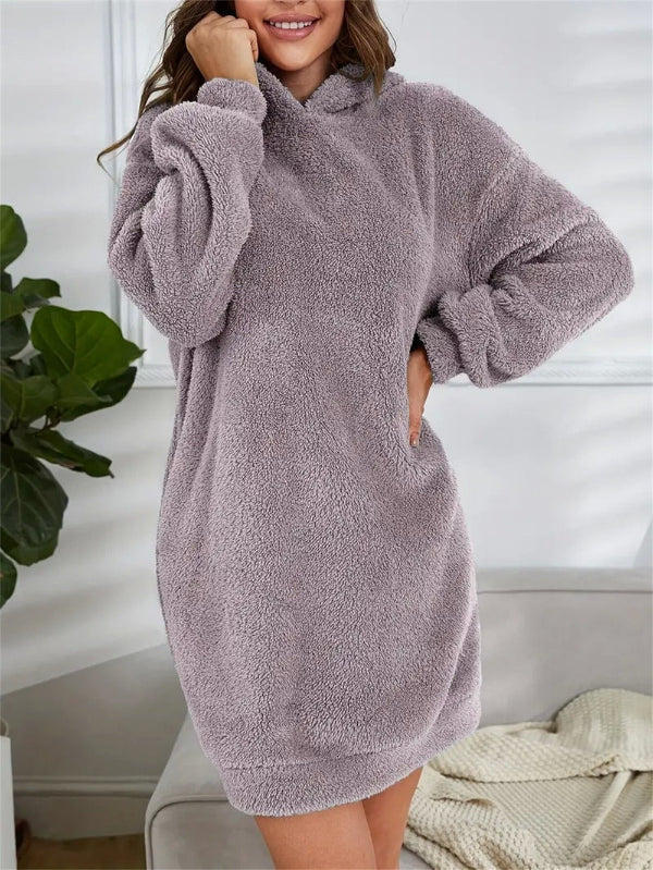 Women’s Hoodie Dress – Fleece Fabric – Oversized Fit – Long Sleeve Casual Style by Lumina Vancouver