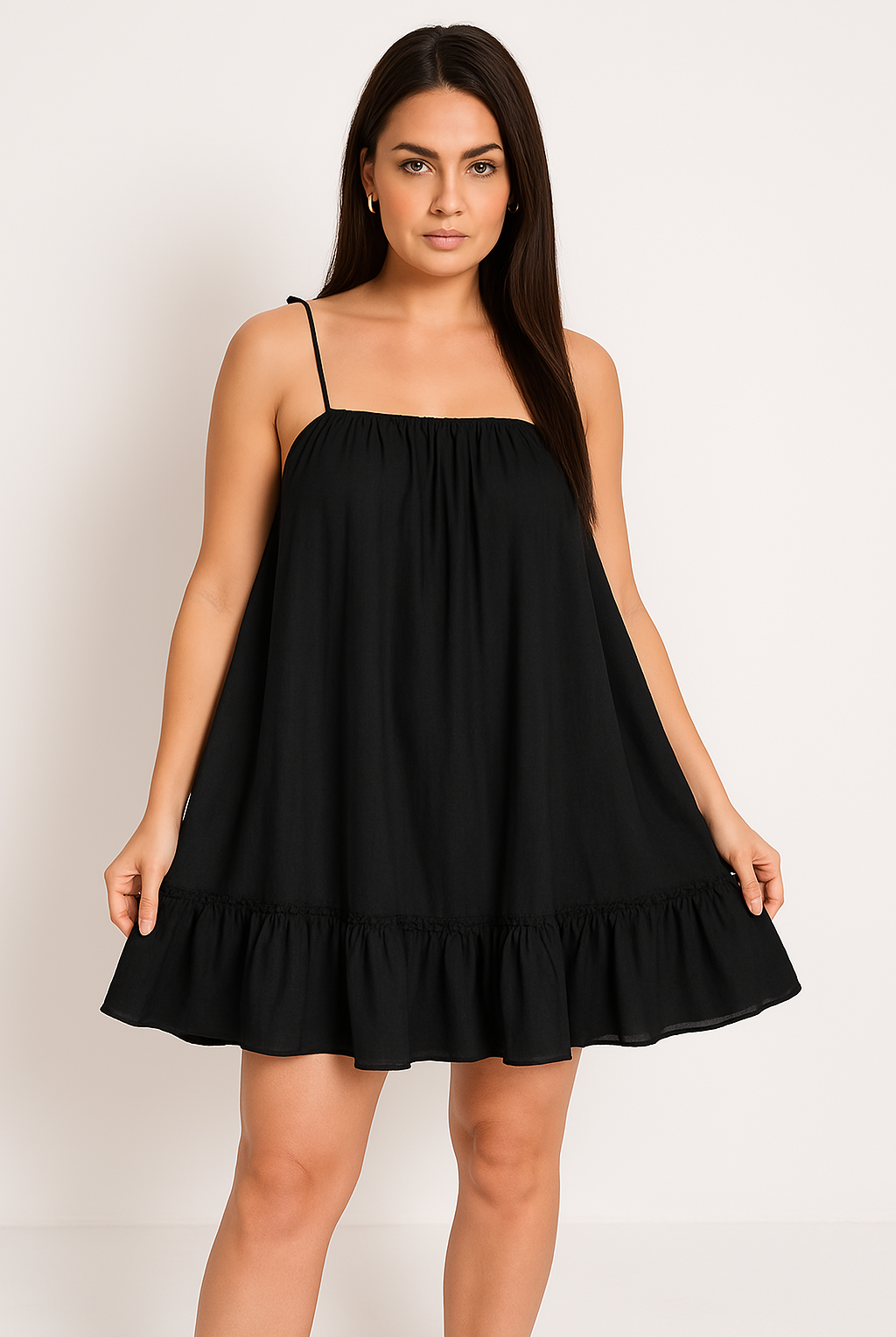 Pink Lumina Wear Nova lightweight cotton mini sundress with a relaxed fit, perfect for casual summer outings.