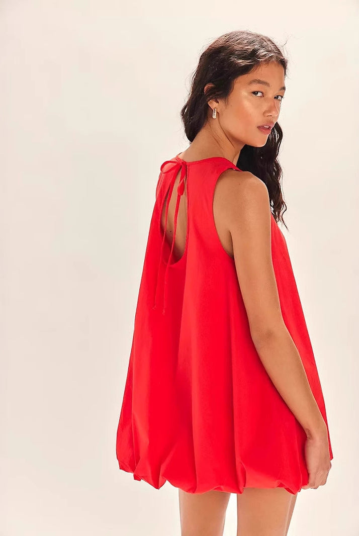 Red Celestine Seraphina mini dress by Lumina Vancouver, stylish sleeveless dress with a fitted silhouette.