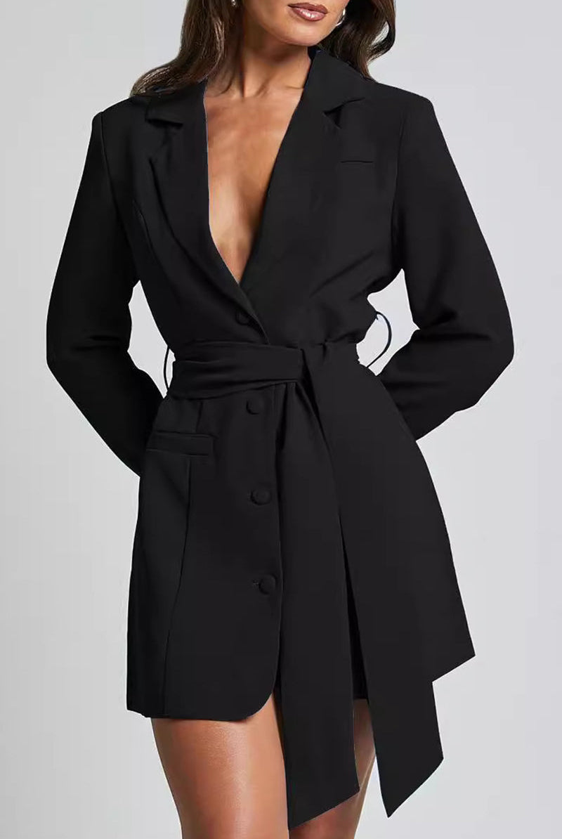 Royal blue Aurora Nightingale blazer mini dress by Lumina Wear, featuring tailored design and stylish details.