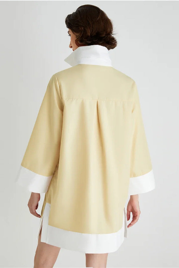 Lumina Vancouver Nyx tunic dress with high collar and 3/4 sleeves, stylish mini dress in a modern design.