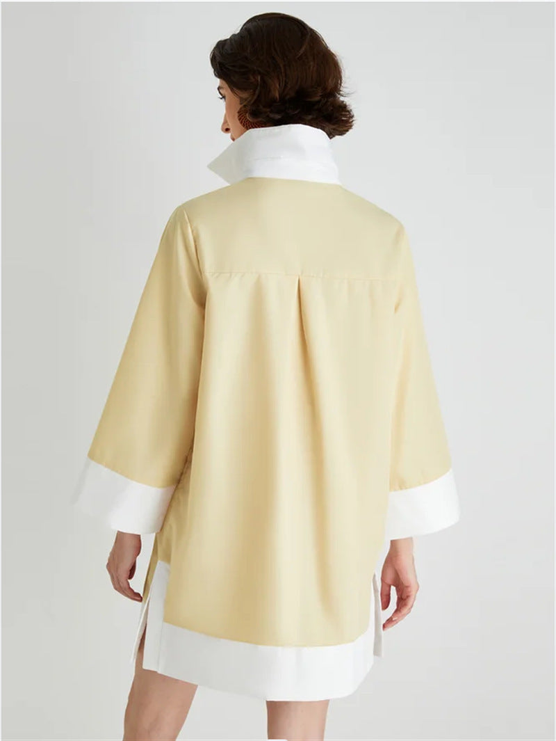 Lumina Vancouver Nyx tunic dress with high collar and 3/4 sleeves, stylish mini dress in a modern design.