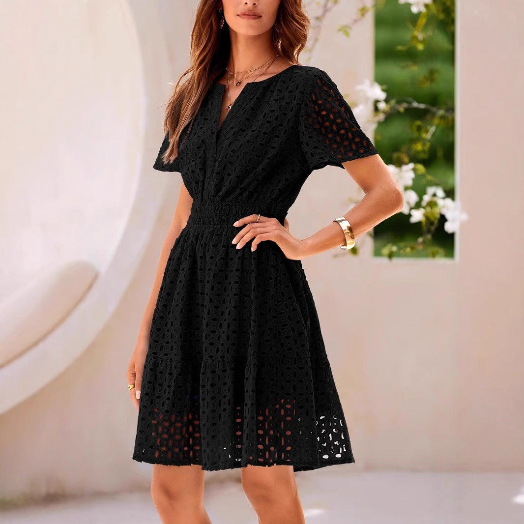 White Elara A-line midi dress by Lumina Vancouver, stylish mini dress with a flowing silhouette and elegant design.