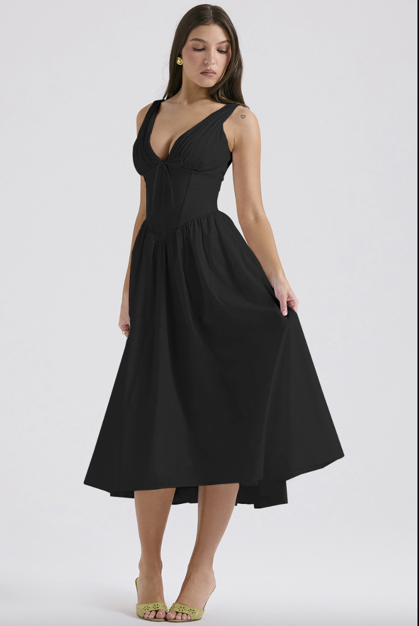 Lumina Vancouver Nova yellow sleeveless mini evening dress with floral pattern and V-neck, perfect for elegant occasions.