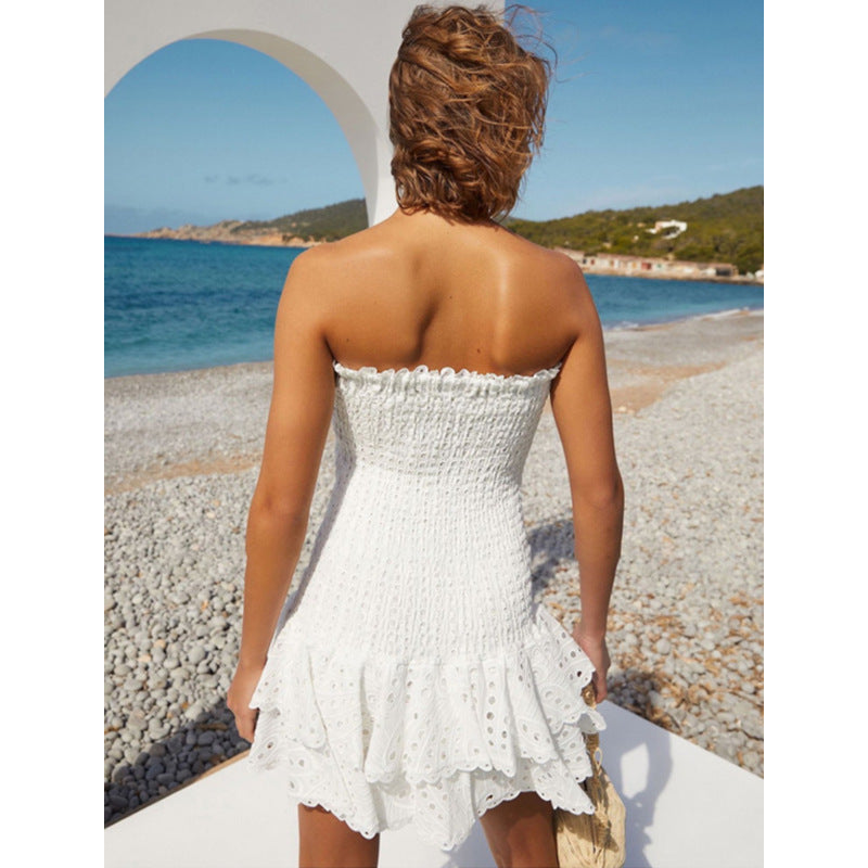 Yellow Seraphina strapless mini dress by Lumina Vancouver, showcasing a fitted silhouette and stylish design.