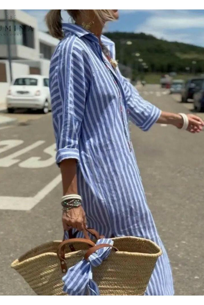 Pink Colen Classic Stripped Lace Shirt Dress by Lumina Vancouver, featuring lace details and a relaxed fit.