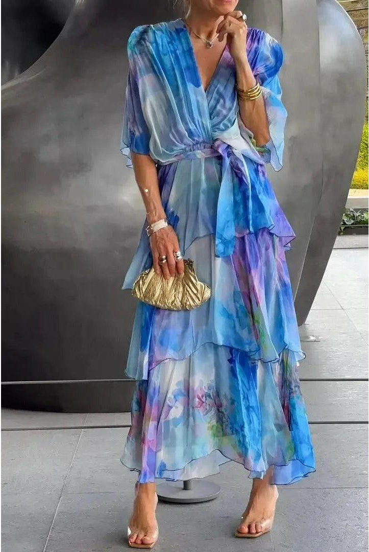 Lumina Wear Avalance chic multi-color maxi dress with elegant flowing fabric and vibrant pattern, perfect for stylish occasions.