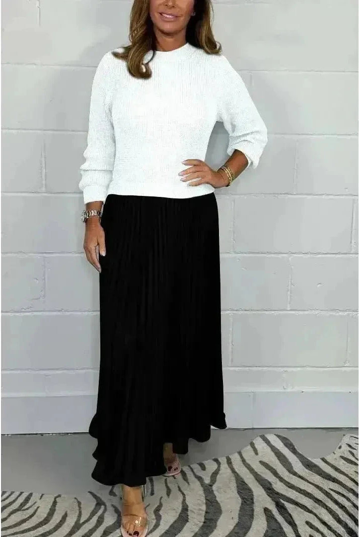 Sky blue Mariana long-sleeved dress by Lumina Wear, featuring a fitted silhouette and elegant design, displayed on a hanger.