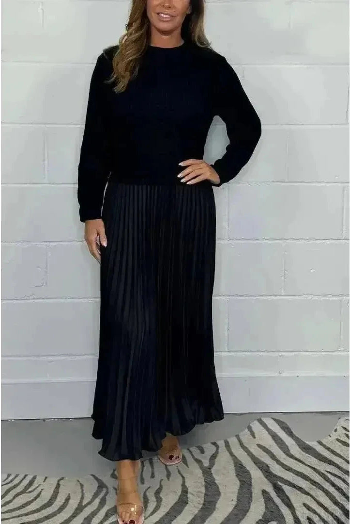 Sky blue long-sleeved Mariana dress by Lumina Wear, featuring a fitted silhouette and elegant design for casual or evening wear.