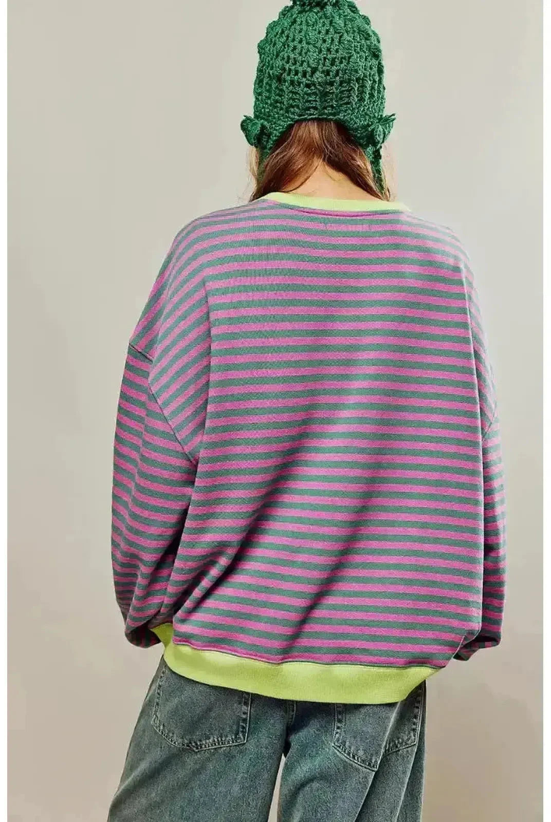 Sky blue oversized fall sweater by Lumina Wear, featuring a cozy, relaxed fit and soft knit fabric perfect for autumn.