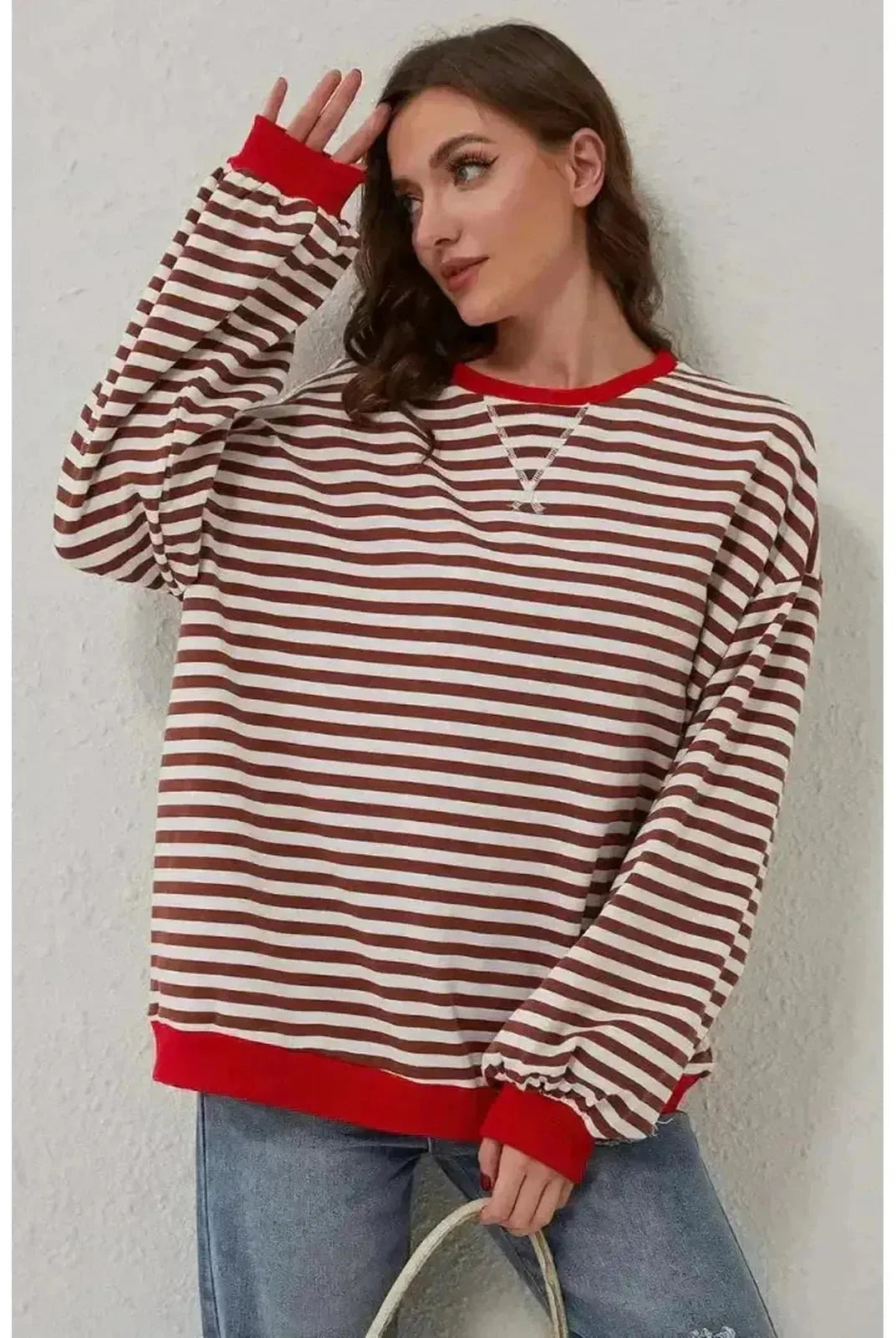 Sky blue oversized fall sweater from Lumina Wear, featuring a cozy, relaxed fit and soft knit fabric perfect for cooler weather.