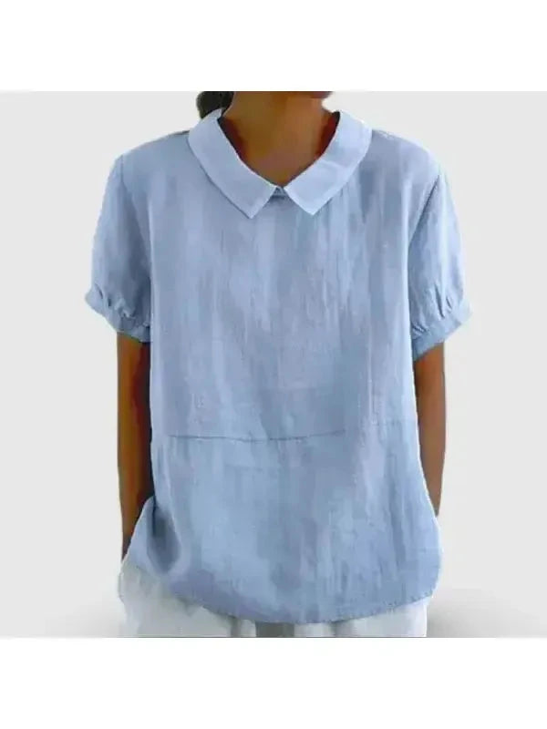 Blue Lumina Vancouver short sleeve round neck top with a plain design, perfect for casual wear and comfortable style.