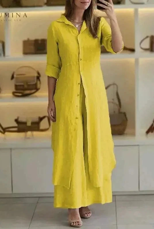 Lumina Wear Vivenne luxury two-piece set in khaki, spring 2-piece set with stylish design, almost sold out.