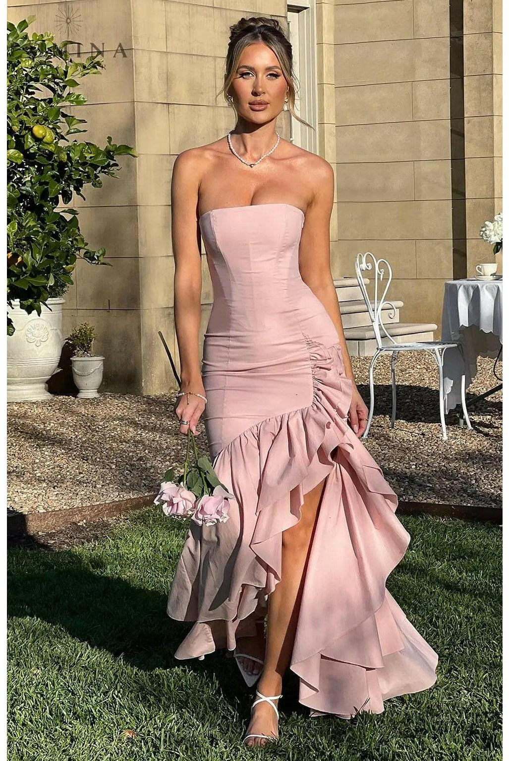 Riviera | Sleeveless Slit Ruffle Maxi Dress - Lumina Vancouver