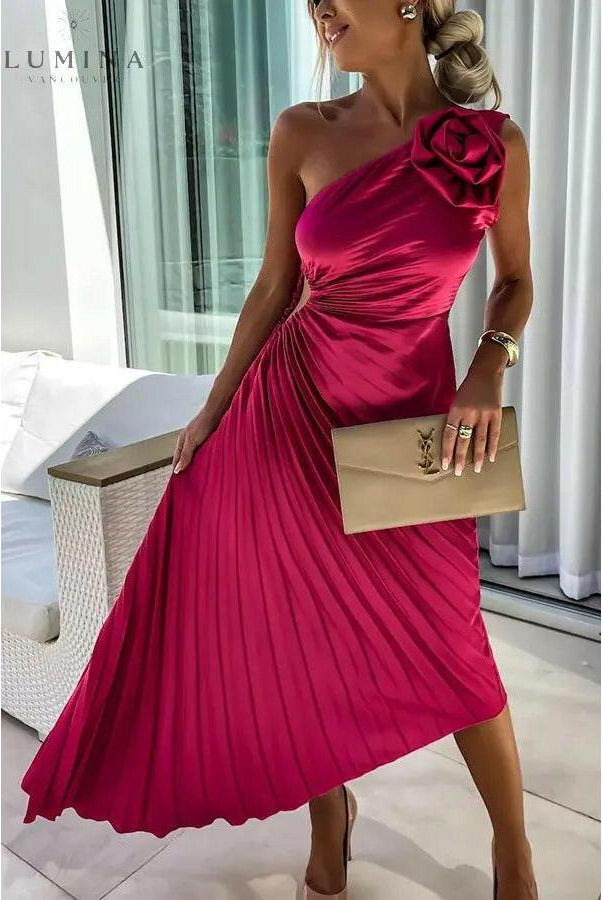 Red Lizbeth Romantic Flower Dress by Lumina Wear, elegant evening dress with floral design, perfect for special occasions.