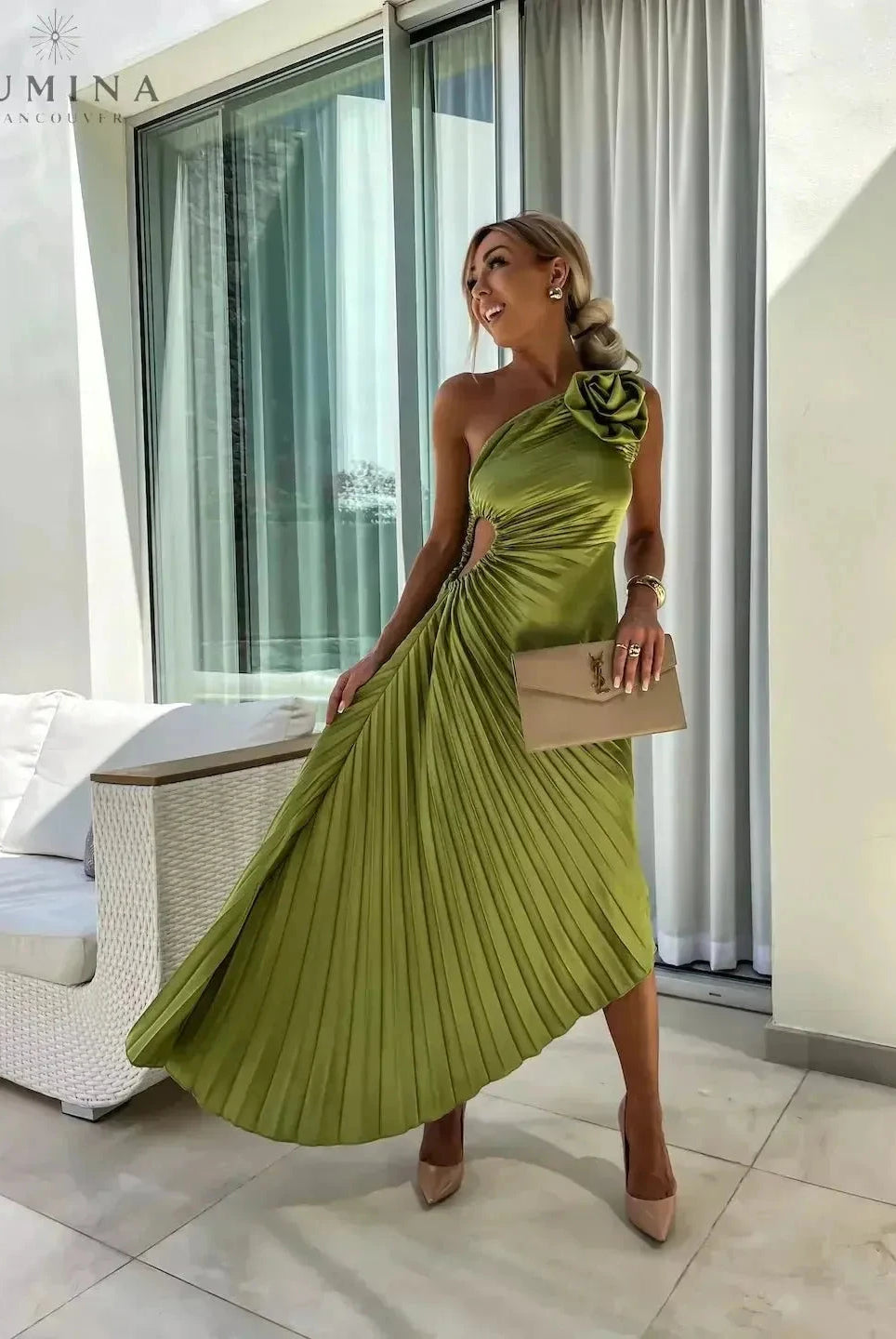 Red Lizbeth Romantic Flower Evening Dress by Lumina Wear, featuring floral details and elegant design for special occasions.
