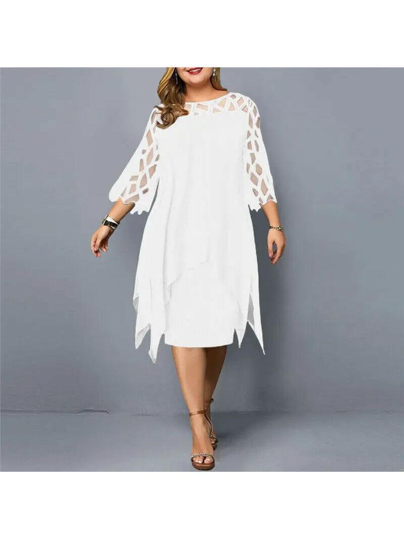 Purple Annika plus size midi dress by Lumina Vancouver, elegant woman dress with flowing fabric and stylish design.