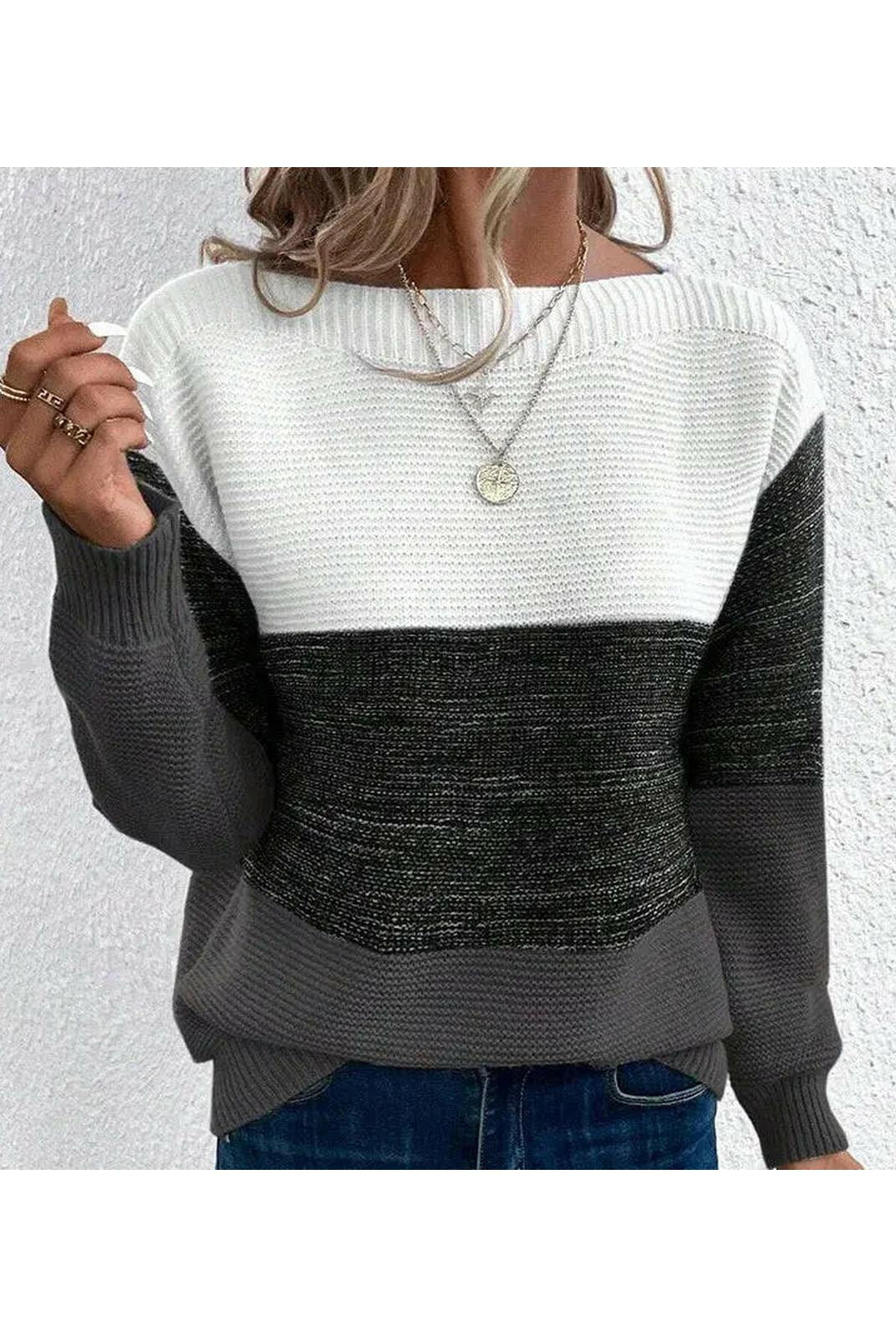 Black Lumina Wear Asha jumper sweater for women, close-up view showing soft knit fabric and classic fit.