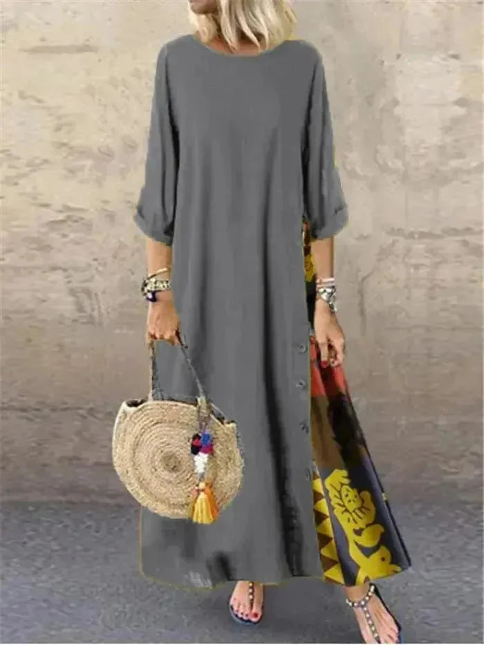 Yellow Lucia casual dress by Lumina Vancouver, front view showing lightweight fabric and relaxed fit.