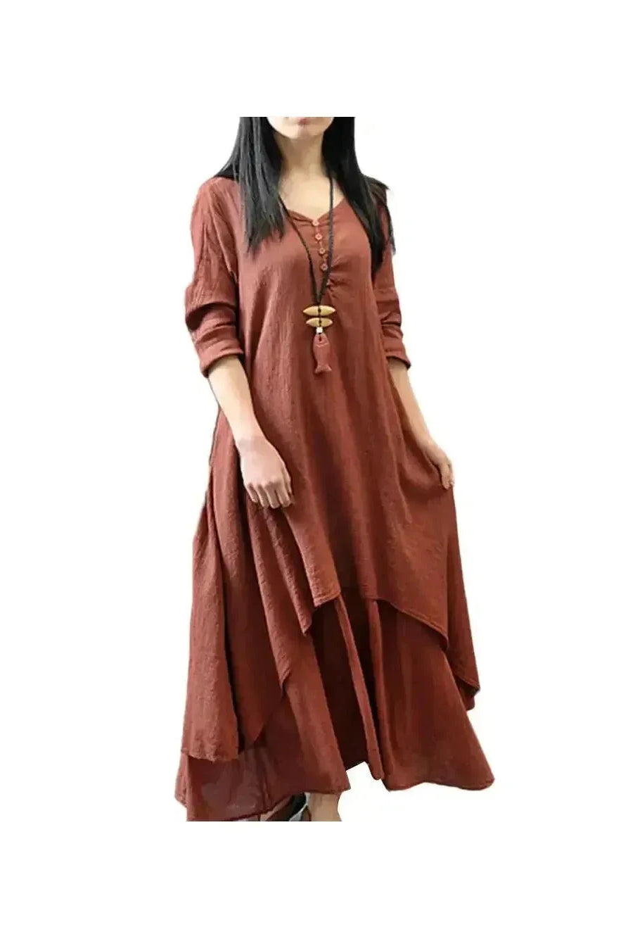 Yellow Alessia Linen Dress by Lumina Wear, lightweight sleeveless dress with a relaxed fit and natural linen fabric.