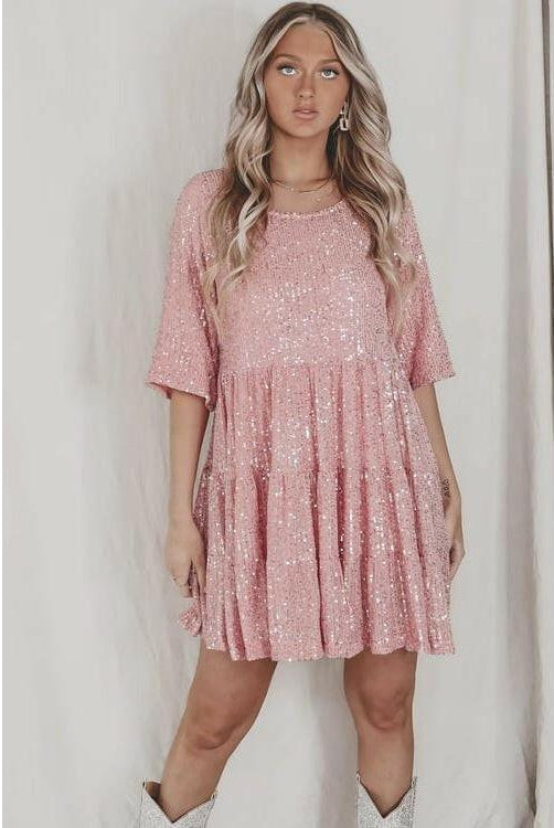 Luminette™ Sparkling Mini Dress in white and silver, featuring a shimmering fabric and stylish design, by Lumina Vancouver.
