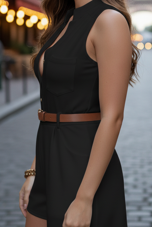 White Luna plunging V-neck belted jumpsuit by Lumina Wear, featuring a stylish neckline and waist belt, perfect for elegant occasions.