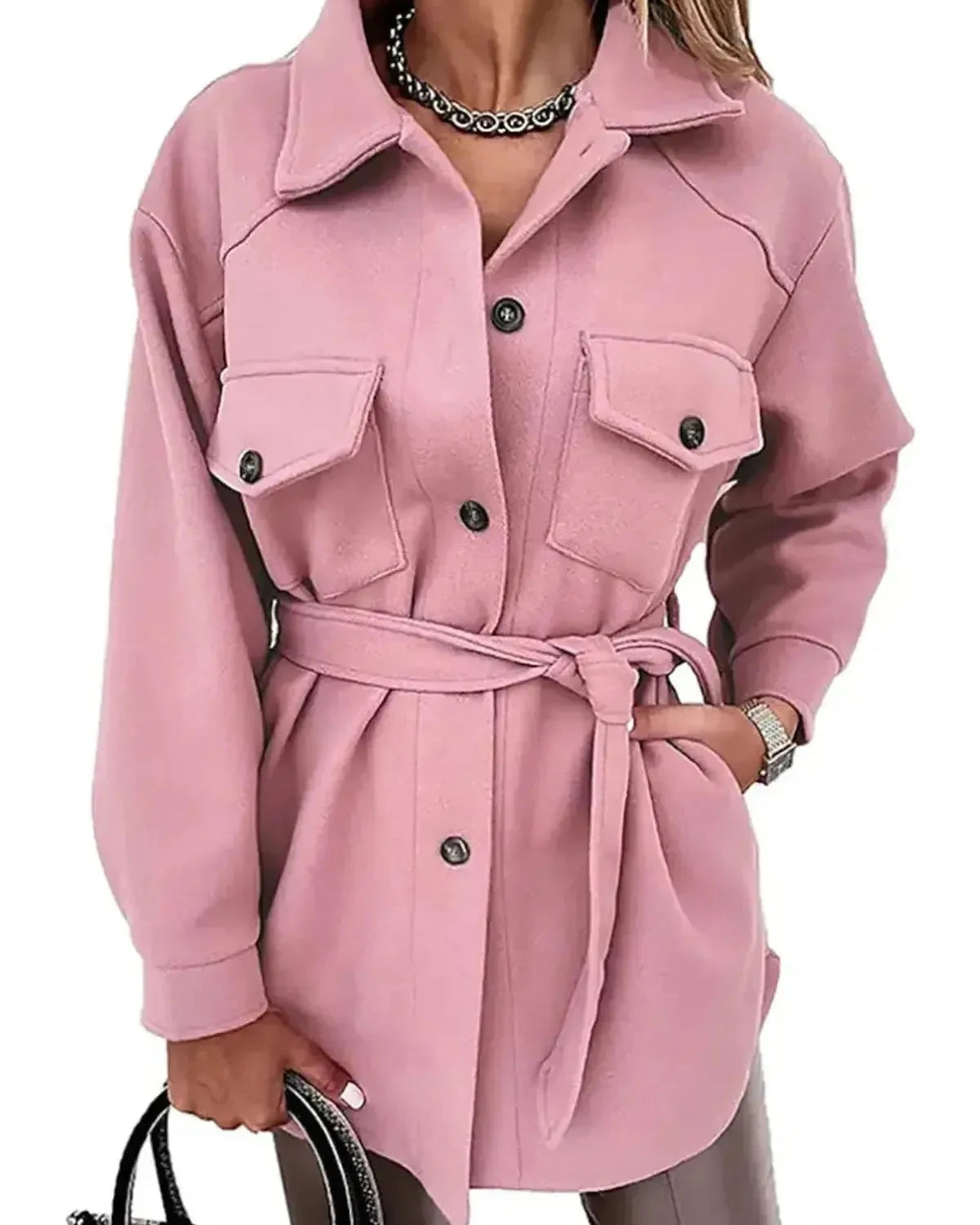 White Lynara stylish autumn jacket by Lumina Wear, featuring a modern design and cozy fabric for seasonal warmth.