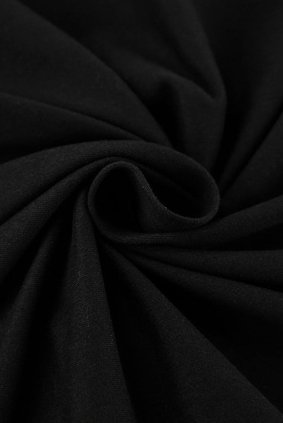 Black Lyra A-line dress with square neckline from Lumina Vancouver, showcasing its stylish mini dress design.