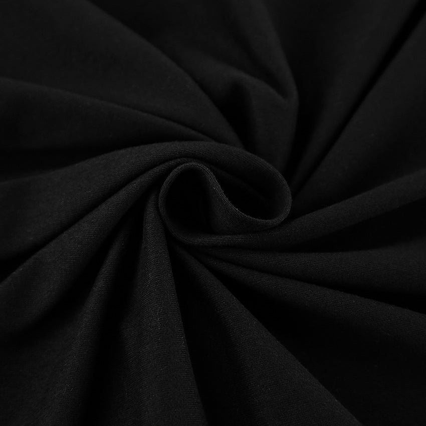Black Lyra A-line dress with square neckline from Lumina Vancouver, showcasing its stylish mini dress design.